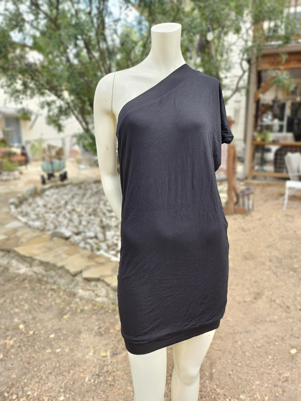 Tina Turk Minimal One-Shoulder Black Sexy Mini Dress S